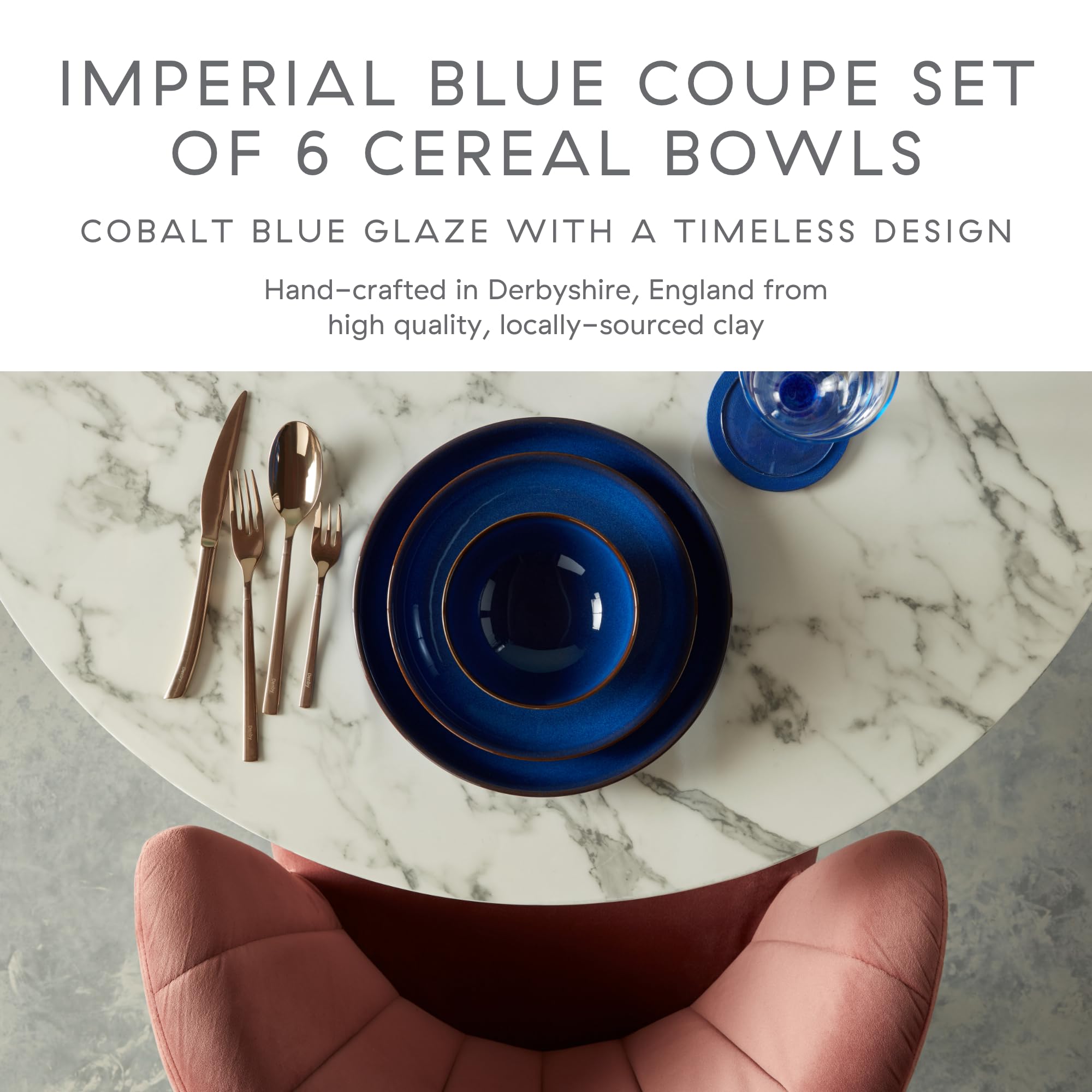 Denby Imperial Blue Coupe Salad Plates (Set Of 4) - 8.25